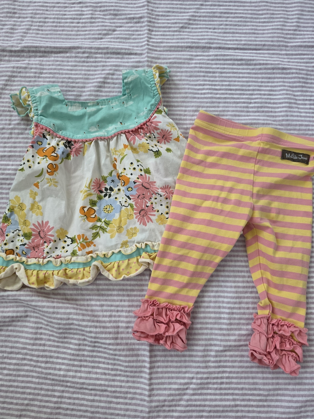 Matilda Jane Floral Top & Ruffle Leggings Set | 6–12M